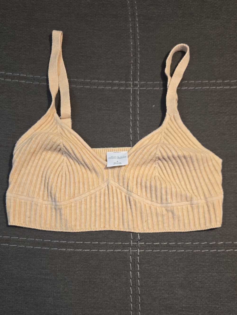 Ribbed Bralette in Beige - Women Tank Top